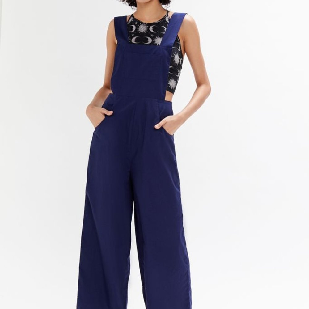 UO Olive Poplin Open-Back Overall